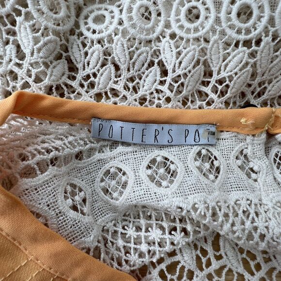 Potter's Pot Creme Crochet Lace Cropped Boxy Top Lace Skirt Boho Large‎ - Picture 9 of 12